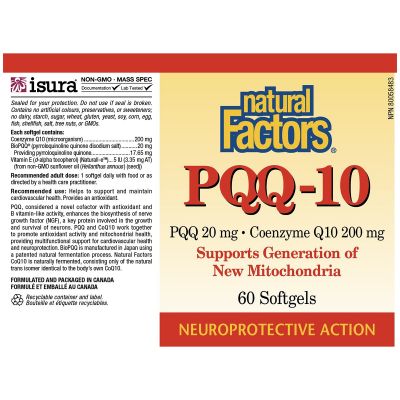 Natural Factors PQQ-10 20mg, Coenzyme Q10 200mg-Natural Factors-Nature‘s Essence