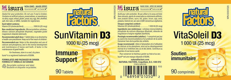 Natural Factors 維生素D3 1000 IU 藥片