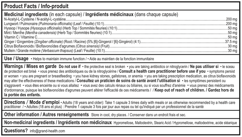 Grand Health 格兰适 清肺草本精华 NAC保健品 咳嗽缓解 肺保养 清肺保健食品