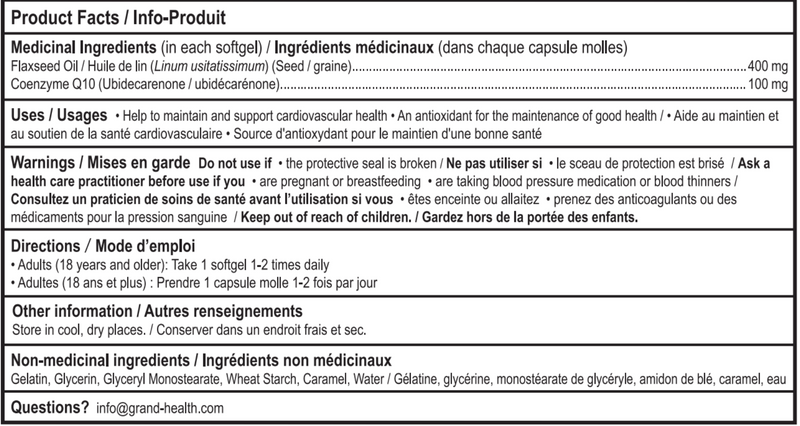 Grand Health 格兰适 亚麻Q10 100mg 辅酵素Q10 辅酶Q10