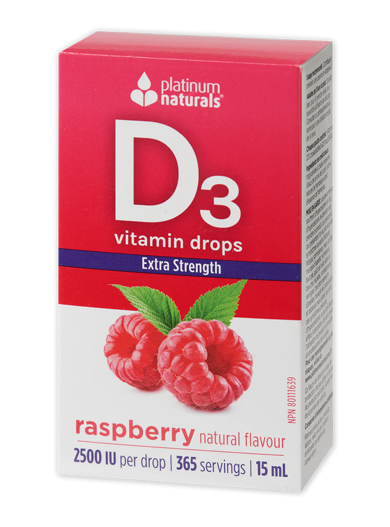 Vitamin D3 Drops 2500 IU - Raspberry-Platinum Naturals-Nature‘s Essence