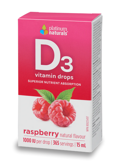 Vitamin D3 Drops 1000 IU - Raspberry-Platinum Naturals-Nature‘s Essence