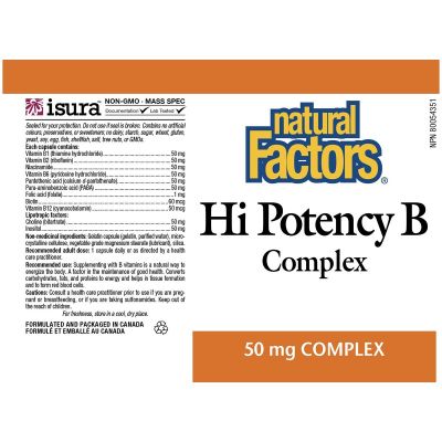 Natural Factors Hi Potency B Complex 50mg-Natural Factors-Nature‘s Essence