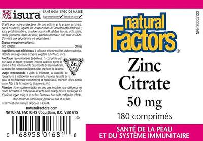Natural Factors Zinc Citrate 50mg